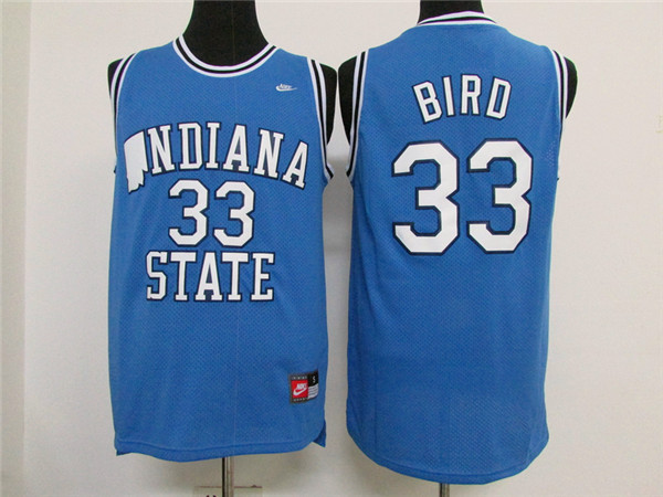 Indiana State Sycamores 33 Larry Bird Blue College Jersey