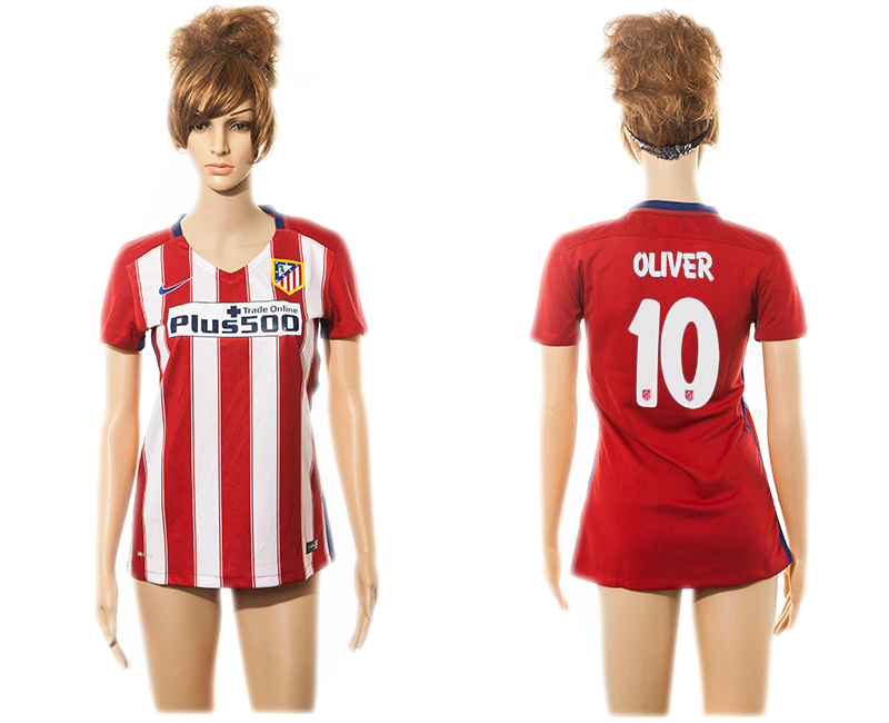 2015-16 Atletico Madrid 10 OLIVER Home Women Jersey