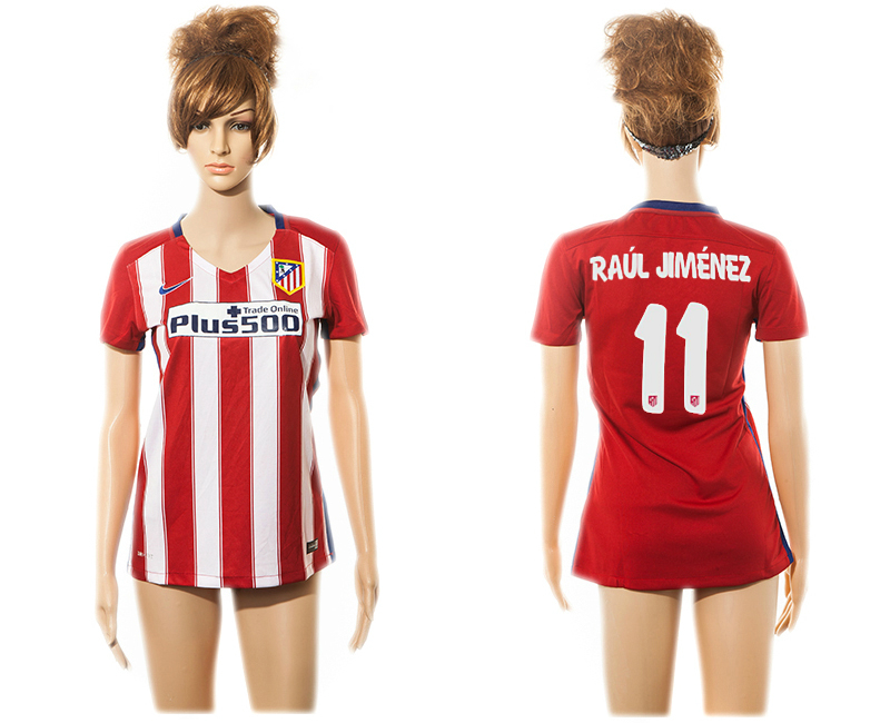2015-16 Atletico Madrid 11 RAUL JIMENEZ Home Women Jersey