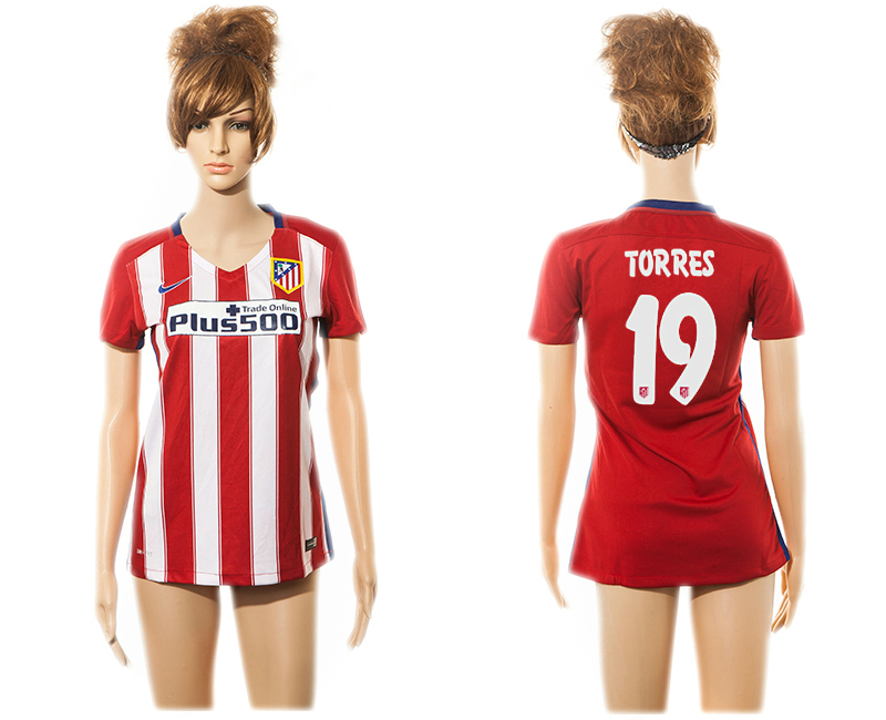 2015-16 Atletico Madrid 19 TORRES Home Women Jersey 2015-16 Atletico Madrid 19 TORRES Home Women Jersey