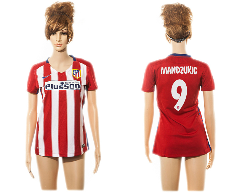 2015-16 Atletico Madrid 9 MANDZUKIC Home Women Jersey