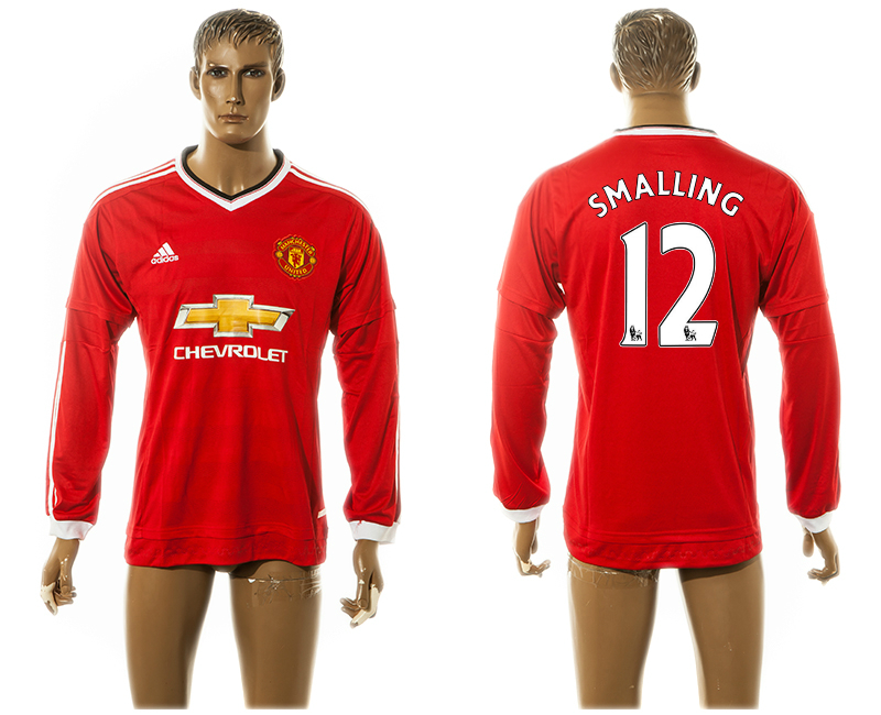 2015-16 Manchester United 12 SMALLING Home Long Sleeve Thailand Jersey
