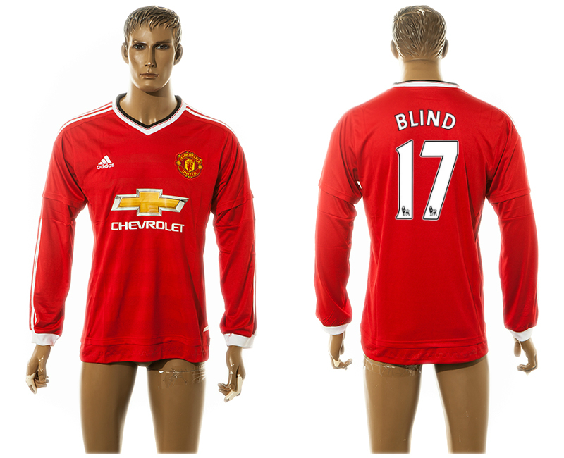 2015-16 Manchester United 17 BLIND Home Long Sleeve Thailand Jersey