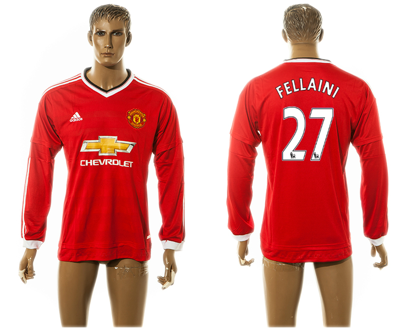 2015-16 Manchester United 27 FELLAINI Home Long Sleeve Thailand Jersey