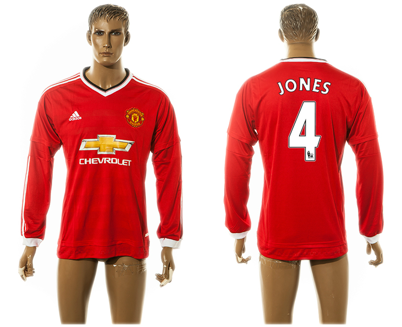 2015-16 Manchester United 4 JONES Home Long Sleeve Thailand Jersey