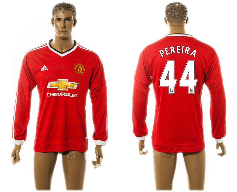 2015-16 Manchester United 44 PEREIRA Home Long Sleeve Thailand Jersey