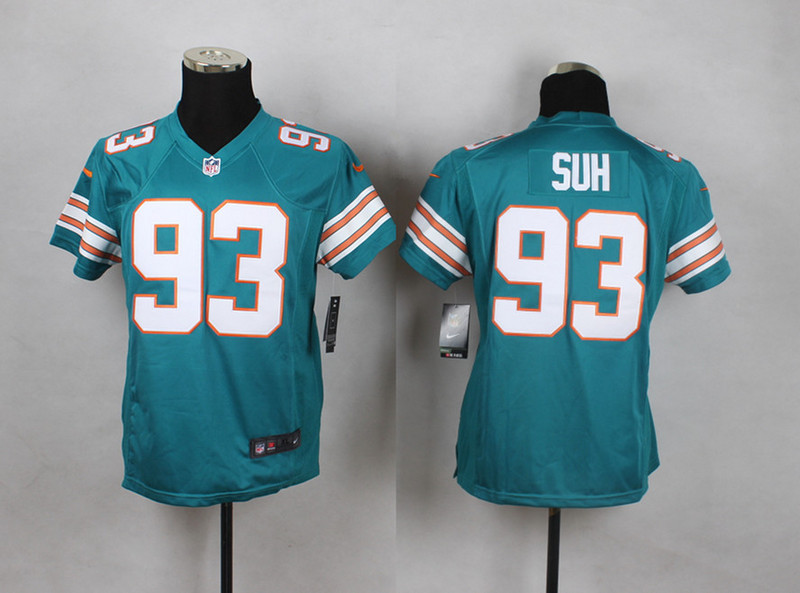 Nike Dolphins 93 Ndamukong Suh Green Youth Game Jersey - Click Image to Close