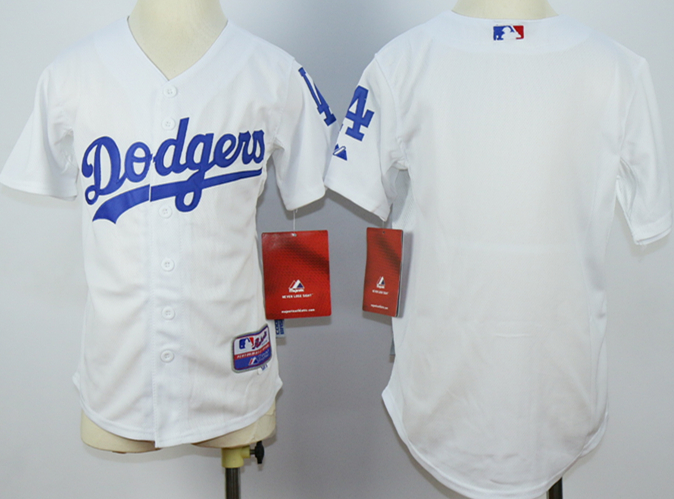 Dodgers Blank White Cool Base Youth Jersey