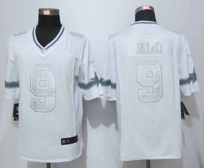 Nike Cowboys 9 Tony Romo White Platinum Limited Jersey