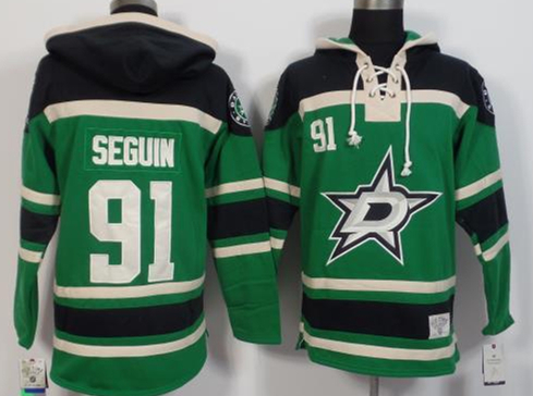 Stars 91 Tyler Seguin Green All Stitched Hooded Sweatshirt - Click Image to Close