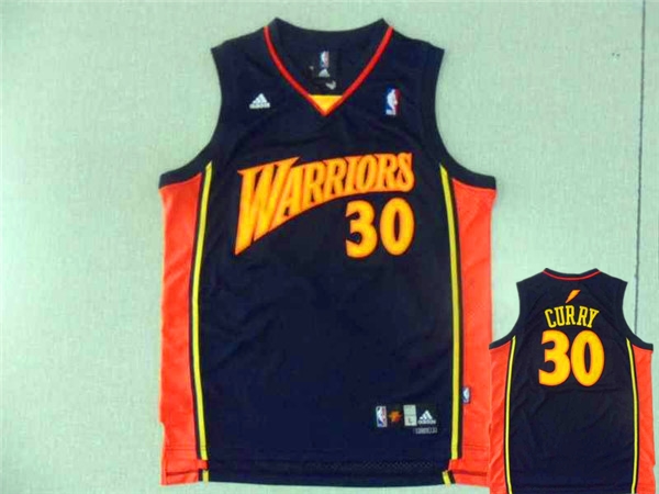 Warriors 30 Stephen Curry Navy Blue Throwback Jersey