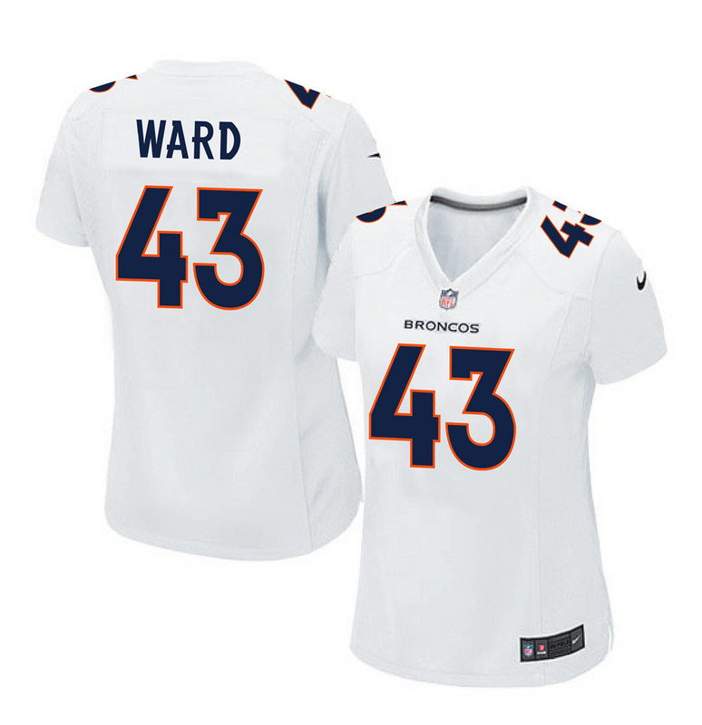 Nike Broncos 43 T.J. Ward White Women Game Event Jersey