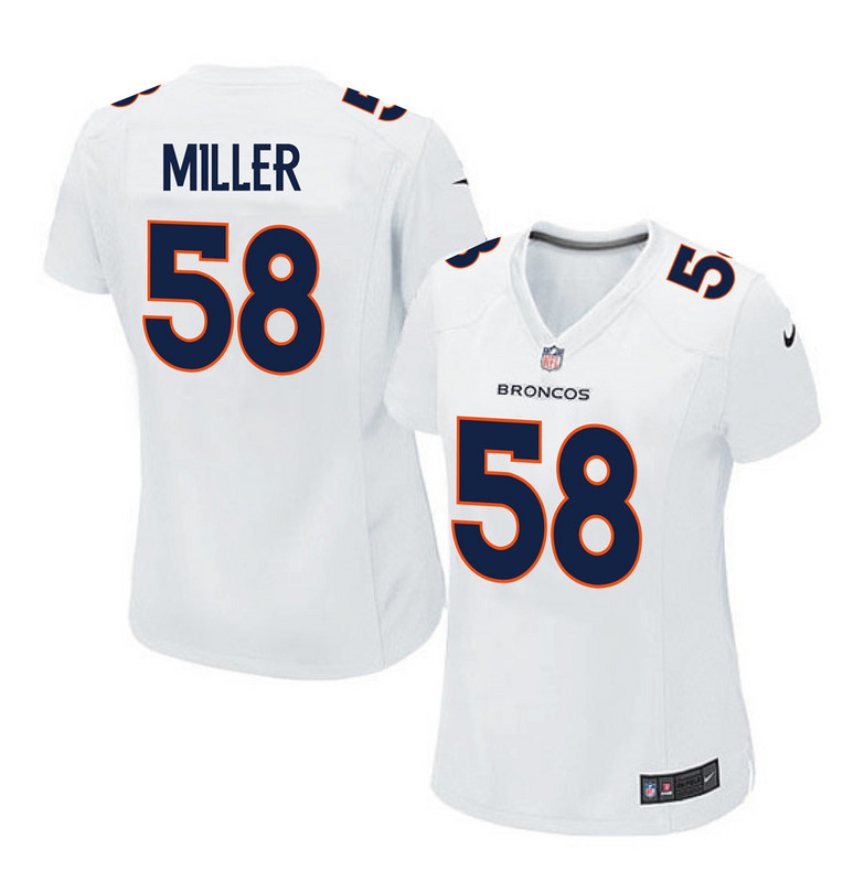 Nike Broncos 58 Von Miller White Women Game Event Jersey