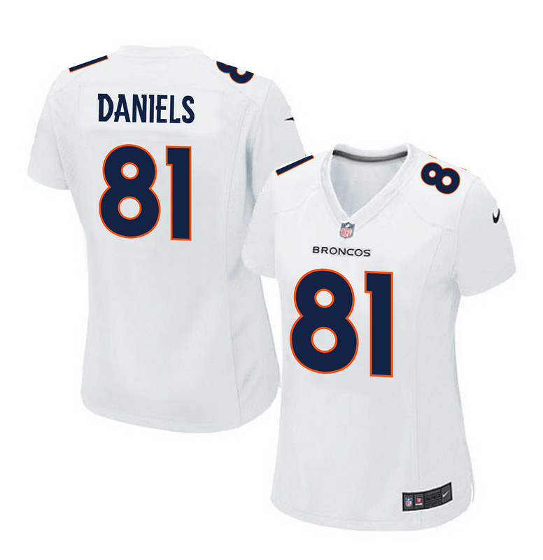 Nike Broncos 81 Owen Daniels White Women Game Event Jersey - Click Image to Close