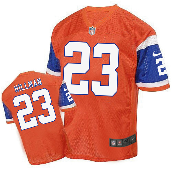 Nike Broncos 23 Ronnie Hillman Orange Throwback Elite Jersey