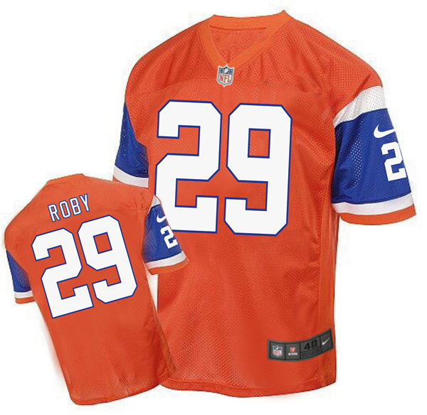 Nike Broncos 29 Bradley Roby Orange Throwback Elite Jersey