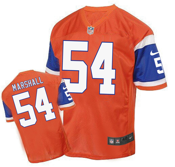 Nike Broncos 54 Brandon Marshall Orange Throwback Elite Jersey
