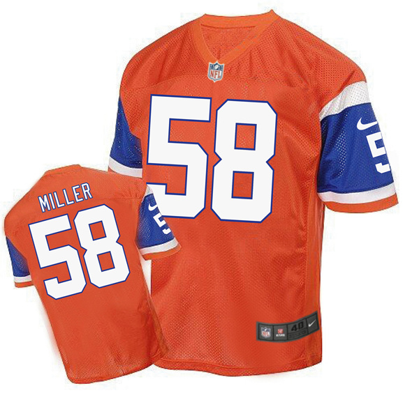 Nike Broncos 58 Von Miller Orange Throwback Elite Jersey