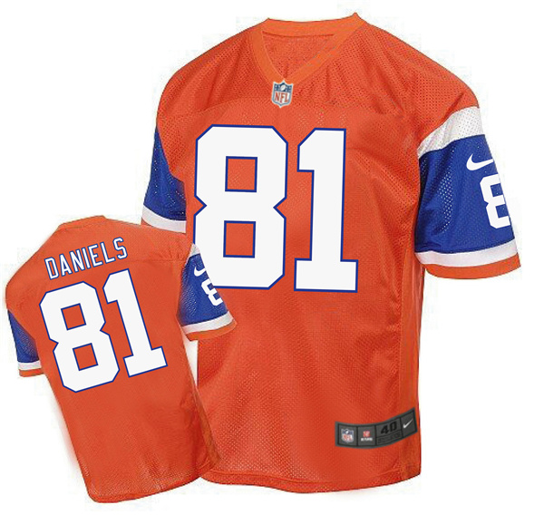 Nike Broncos 81 Owen Daniels Orange Throwback Elite Jersey
