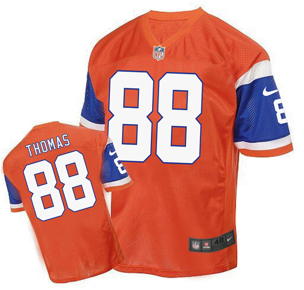 Nike Broncos 88 Demaryius Thomas Orange Throwback Elite Jersey