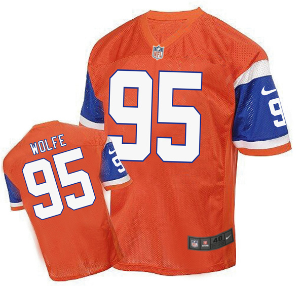Nike Broncos 95 Derek Wolfe Orange Throwback Elite Jersey