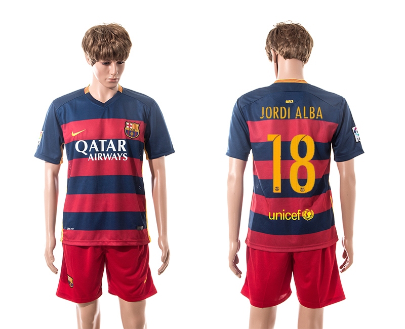2015-16 Barcelona 18 JORDI ALBA Home Jersey