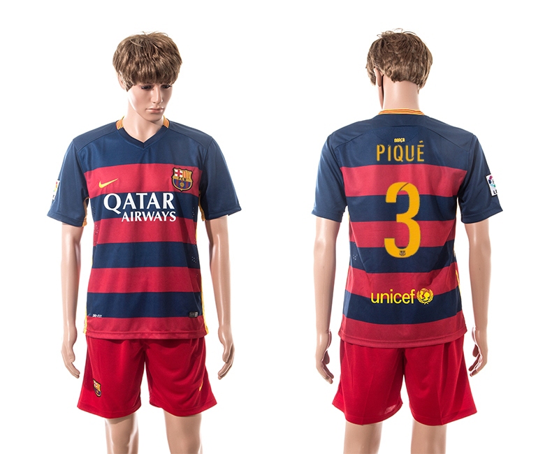 2015-16 Barcelona 3 PIQUE Home Jersey