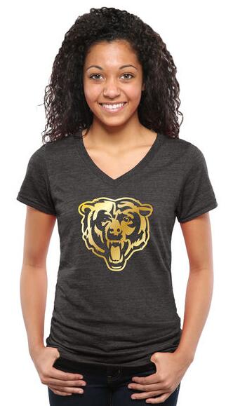 Nike Bears Black Pro Line Gold Collection Women's V Neck Tri-Blend T-Shirt