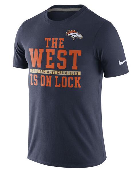 Nike Broncos Navy Blue 2015 AFC West Champions Men's Short Sleeve T-Shirt