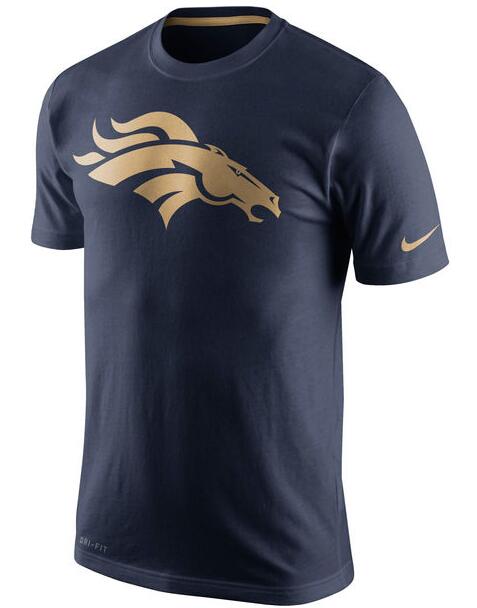 Nike Broncos Navy Blue Team Logo Gold Collection Men's T-Shirt
