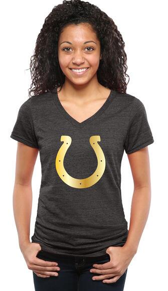 Nike Colts Black Pro Line Gold Collection Women's V Neck Tri-Blend T-Shirt
