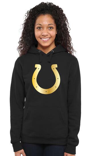 Nike Colts Black Pro Line Gold Collection Women Pullover Hoodie