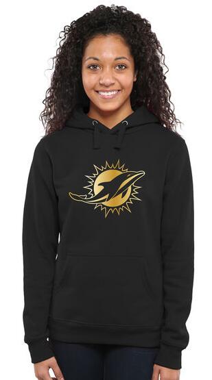 Nike Dolphins Black Pro Line Gold Collection Women Pullover Hoodie