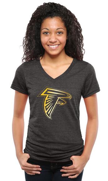 Nike Falcons Black Pro Line Gold Collection Women's V Neck Tri-Blend T-Shirt