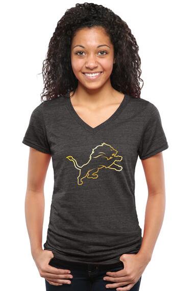 Nike Lions Black Pro Line Gold Collection Women's V Neck Tri-Blend T-Shirt