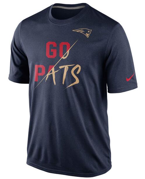 Nike Patriots Navy Blue Go Pats Men's Short Sleeve T-Shirt - Click Image to Close