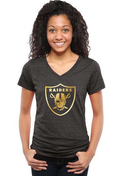 Nike Raiders Black Pro Line Gold Collection Women's V Neck Tri-Blend T-Shirt