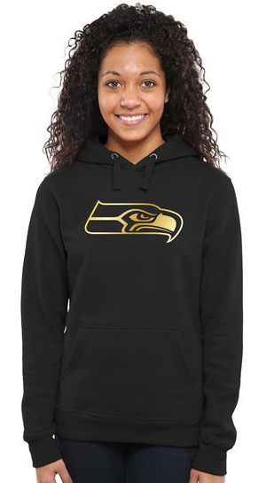 Nike Seahawks Black Pro Line Gold Collection Women Pullover Hoodie - Click Image to Close