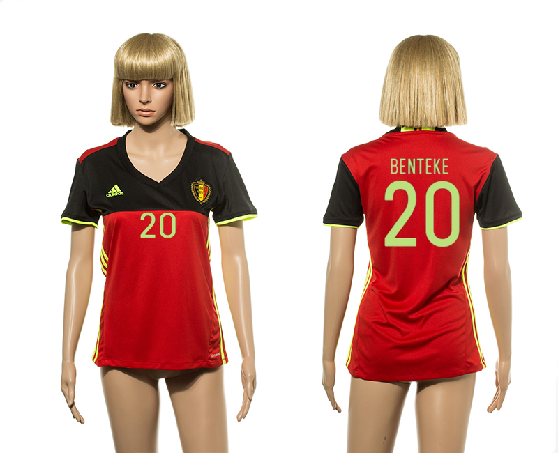 Belgium 20 BENTEKE Home Women UEFA Euro 2016 Jersey