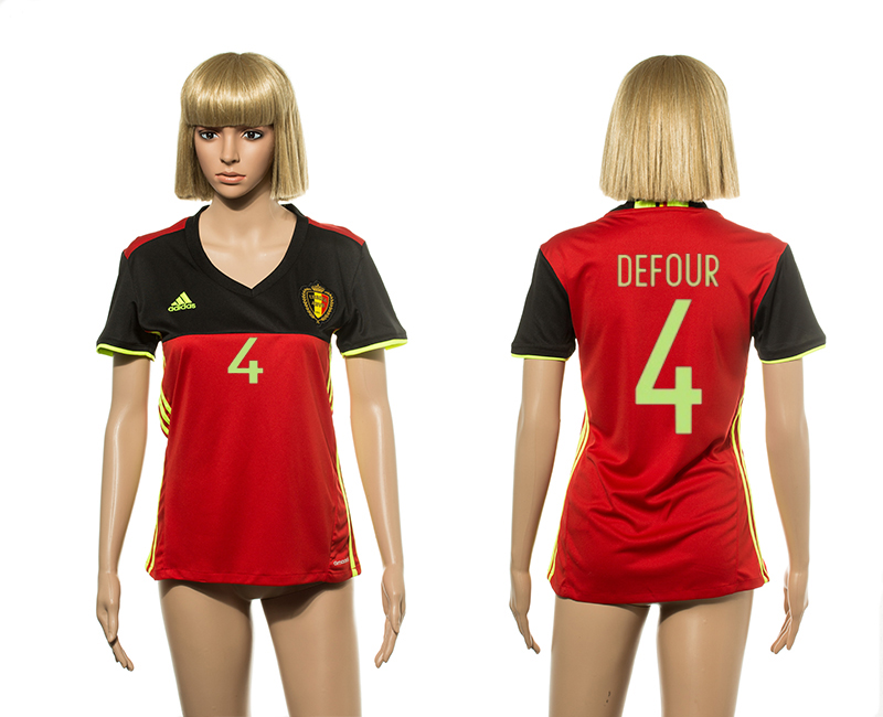 Belgium 4 DEFOUR Home Women UEFA Euro 2016 Jersey