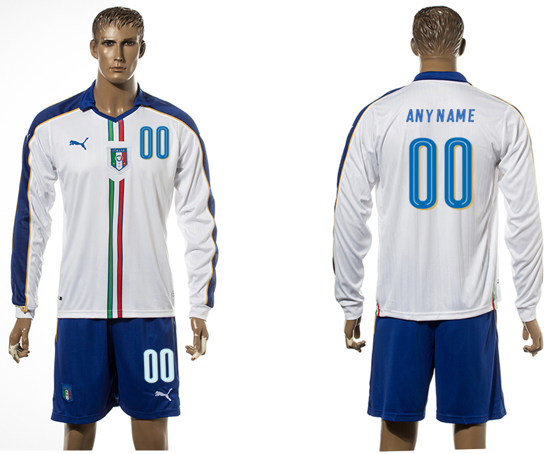 Italy Away UEFA Euro 2016 Long Sleeve Customized Jersey
