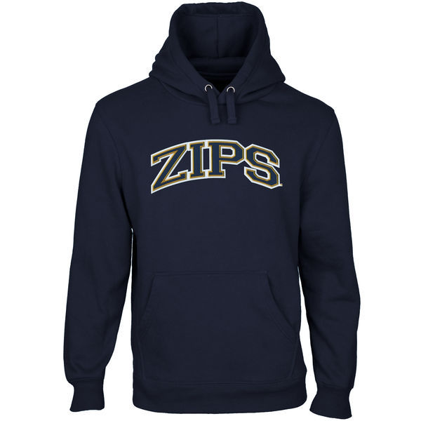 Akron Zips Fresh Logo Navy Blue College Pullover Hoodie - Click Image to Close
