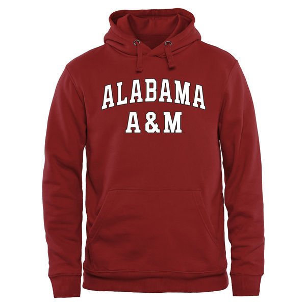 Alabama A&M Bulldogs Fresh Logo Red College Pullover Hoodie - Click Image to Close