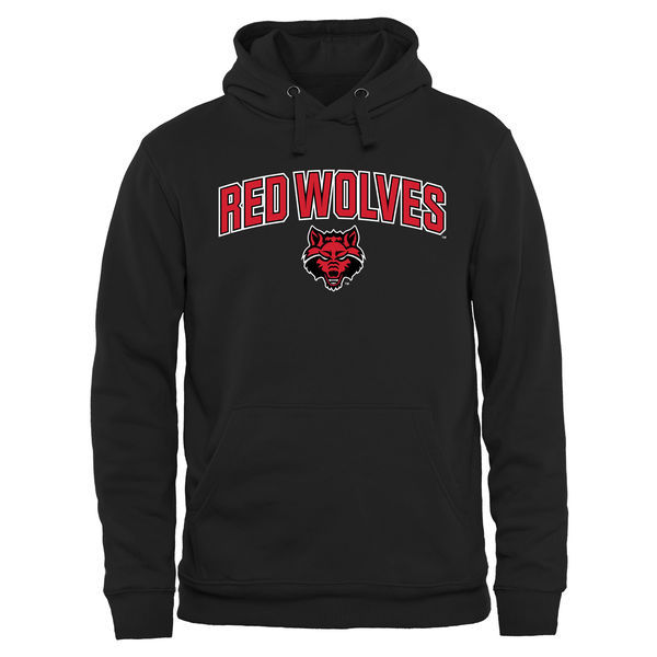 Arkansas State Black Wolves Team Logo Red College Pullover Hoodie3 - Click Image to Close
