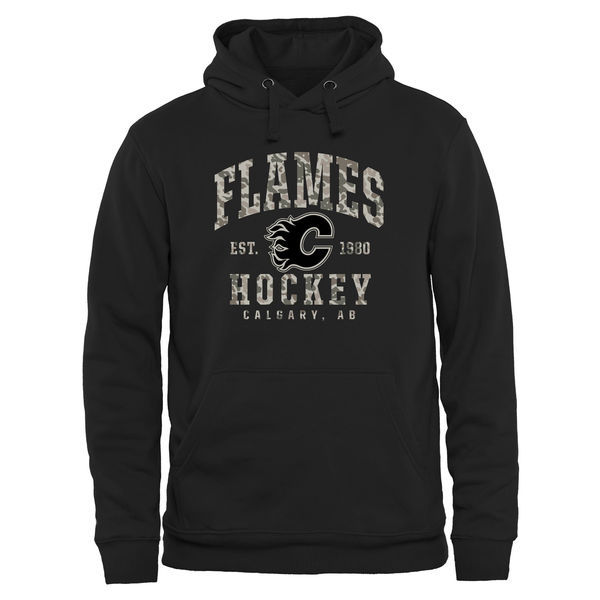 Calgary Flames Black Team Logo Men's Pullover Hoodie04