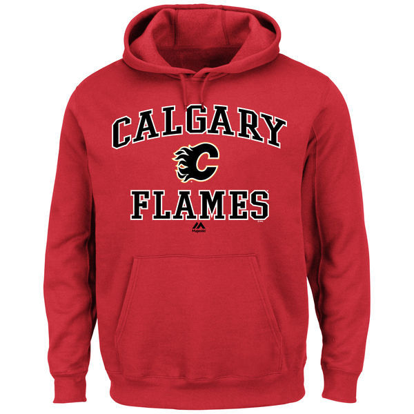 Calgary Flames Red Team Logo Men's Pullover Hoodie03
