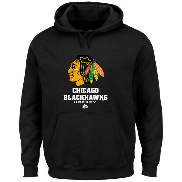 Chicago Blackhawks Black Team Logo Men's Pullover Hoodie