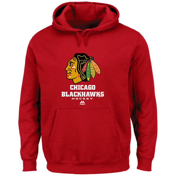 Chicago Blackhawks Red Team Logo Men's Pullover Hoodie03 - Click Image to Close