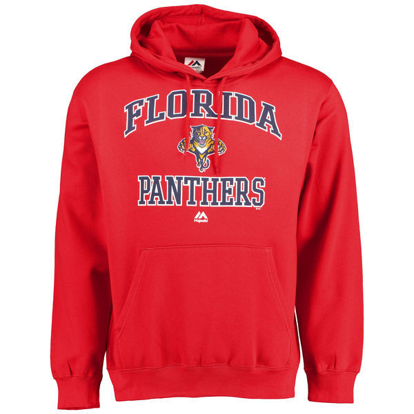 Florida Panthers Red Team Logo Men's Pullover Hoodie - Click Image to Close