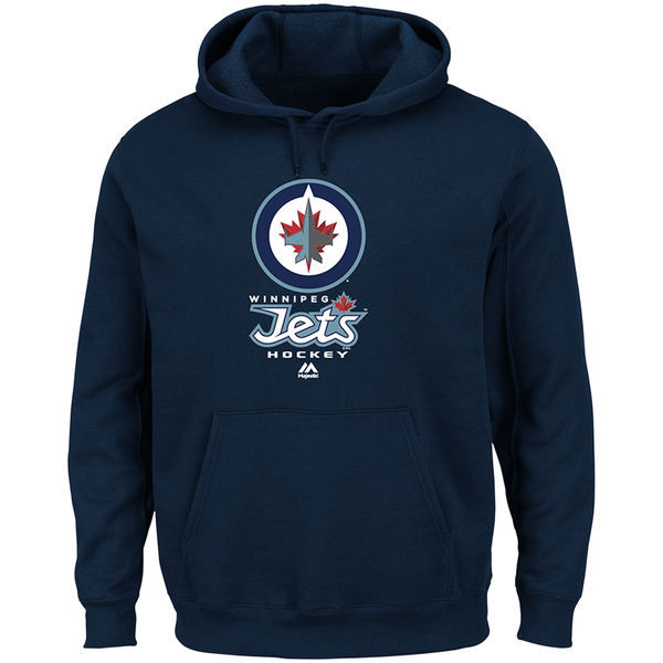 New York Jets Navy Blue Team Logo Men's Pullover Hoodie02 - Click Image to Close